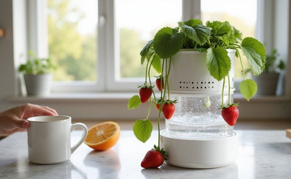 hydroponic strawberry growth